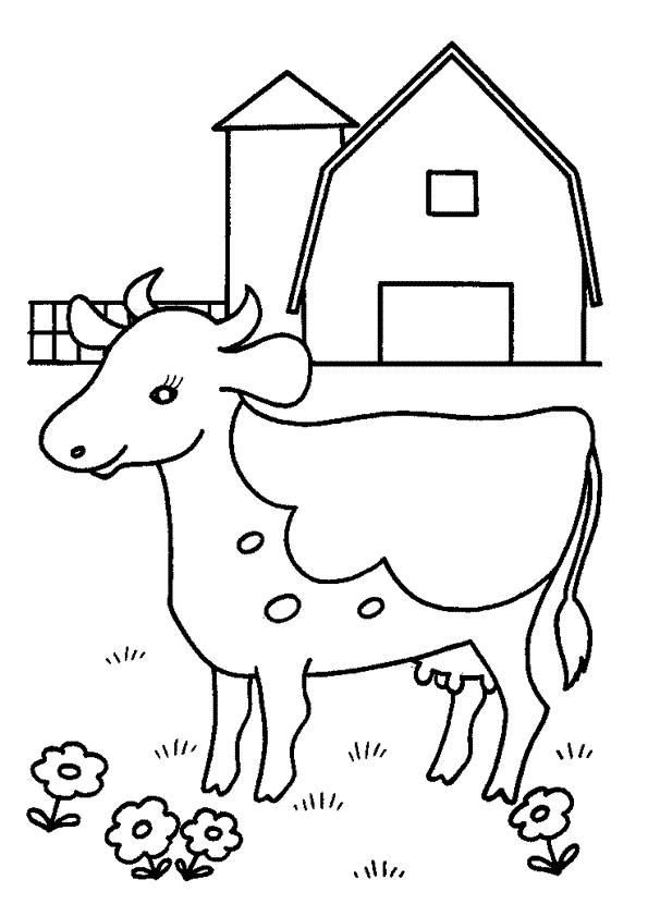 Coloriage et dessins gratuits Une vache dans le pré à imprimer