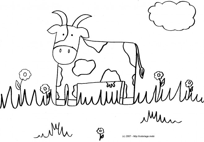 Coloriage et dessins gratuits Vache avec des cornes bizarres à imprimer