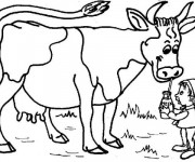 Coloriage Vache bois du lait