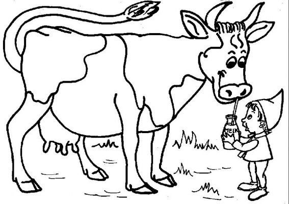 Coloriage et dessins gratuits Vache bois du lait à imprimer