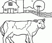 Coloriage Vache dans la ferme