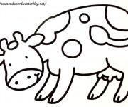 Coloriage Vache en baissant la t&ecirc;te