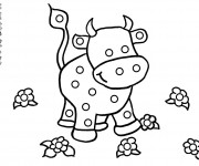 Coloriage et dessins gratuit Vache et fleurs à imprimer