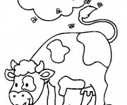 Coloriage Vache et mouches