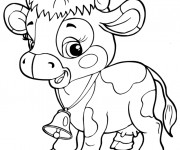 Coloriage Veau avec clochette