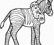 Coloriage Z&egrave;bre et fleurs