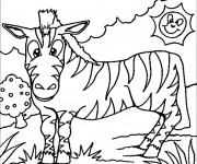 Coloriage Z&egrave;bre et jour ensoleill&eacute;