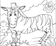 Coloriage Z&egrave;bre et soleil