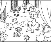 Coloriage Animaux de Zoo dessin animé