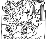 Coloriage Animaux s'enfuient du Zoo