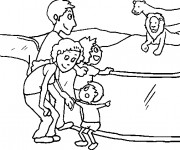 Coloriage La famille au Zoo