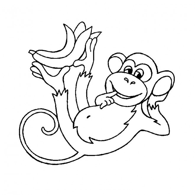 Coloriage Singe Portant Une Banane Dessin Gratuit à Imprimer