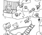 Coloriage Singes dans l'arbre