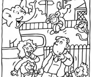 Coloriage Zoo et visiteurs