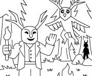Coloriage Cultiste et Hibou de 99 Nights in the Forest