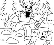 Coloriage Des cerfs poursuivent le joueur de 99 nuits dans la for&ecirc;t