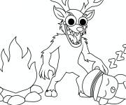 Coloriage Joueur endormi attrap&eacute; par le cerf de 99 nuits dans la for&ecirc;t