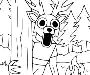 Coloriage Le cerf derri&egrave;re l'arbre cherche le joueur