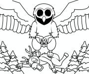 Coloriage Le hibou contre le cerf de 99 nuits dans la for&ecirc;t