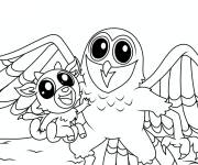 Coloriage Le hibou et le cerf de 99 nuits dans la for&ecirc;t