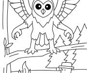 Coloriage Monstre hibou dans la for&ecirc;t