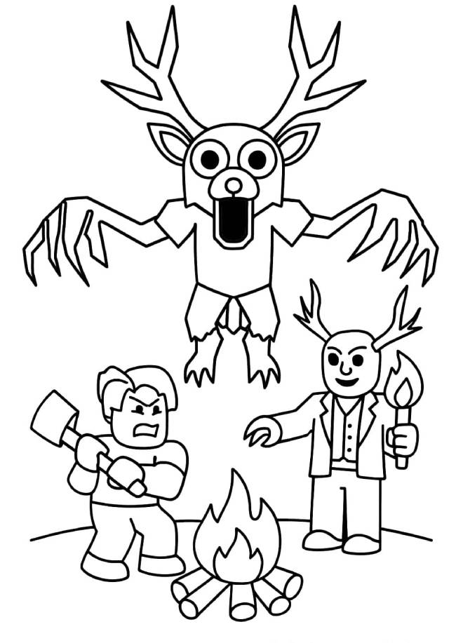 Coloriage Principaux personnages de 99 nuits dans la forêt