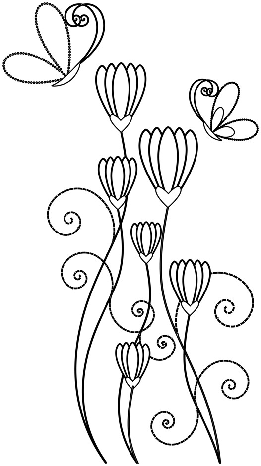 Coloriage De Fleur Et Papillon