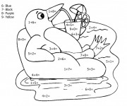 Coloriage Addition Penguin sur la plage