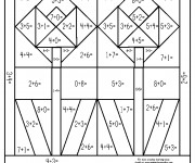 Coloriage Addition Tulipe géométrique