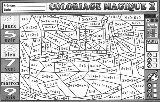 Coloriage Magique Addition ce1 dessin gratuit à imprimer