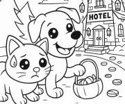 Coloriage Animaux Adopt me devant l'h&ocirc;tel hant&eacute;