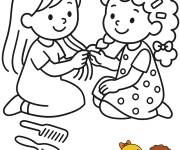 Coloriage Amies faisant les cheveux