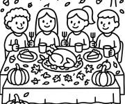 Coloriage Amis au diner