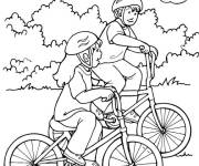 Coloriage Amis au v&eacute;lo