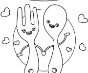 Coloriage Amis cuill&egrave;re et une fourchette