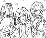 Coloriage Amis dans anime