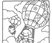 Coloriage Amis dans le montgolfi&egrave;re 