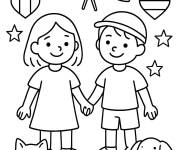 Coloriage Amis de diff&eacute;rents pays