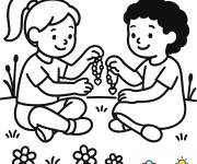 Coloriage Amis &eacute;changeant des bracelets