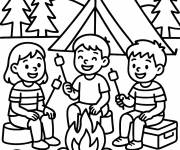 Coloriage Amis en camping