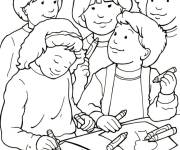 Coloriage Amis en classe