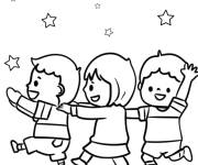 Coloriage Amis en conga line