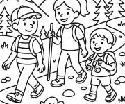 Coloriage Amis en randonn&eacute;e