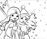 Coloriage Amis pendant le noel