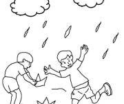 Coloriage et dessins gratuit Amis sous la pluie à imprimer