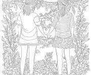 Coloriage Amiti&eacute; et des jolie fleurs