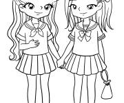 Coloriage Amiti&eacute; style dessin anim&eacute;