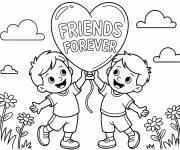Coloriage Amiti&eacute; toujours sur ballons pour enfants