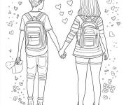 Coloriage Amour des camarades