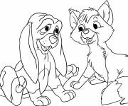 Coloriage Animaux amis Tod et Cuivre
